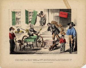 1865. május elseje, vagy Genl. költözési nap Richmond Va.-ban, Lith. Kimmel & Forster, kiadó: H. & W. Voight, New York, 1865 alkotó: American School