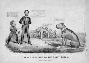 Az öreg bikakutya a helyes úton, kiadó: Currier & Ives, New York, 1864