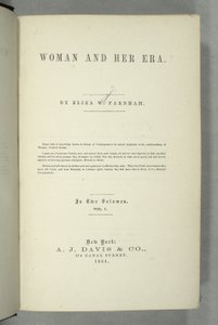 Eliza Wood Farnham (1815-64) New York-ban, 1864-ben megjelent Nők és korszaka címlapja (nyomtatott)