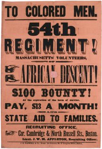 Színes férfiaknak. 54. ezred! Massachusetts Volunteers, afrikai származású, 1863 alkotó: American School