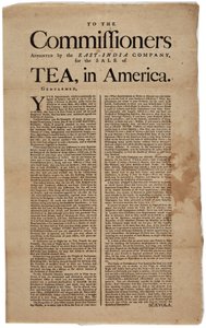 A Kelet-India Társaság által a tea értékesítésére kinevezett biztosokhoz Amerikában, aláírva: Scaevola, 1773 alkotó: American School