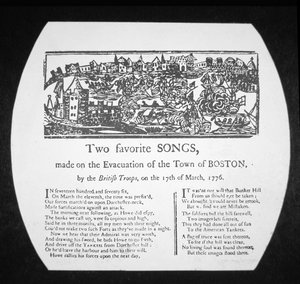 Két kedvenc dal, amelyet a brit csapatok Boston evakuálásakor készítettek 1776. március 17-én (metszet) alkotó: American School