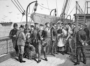 Amerikai kormány egészségügyi tisztjei egy emigráns hajón, Quarantine Point, New York alkotó: American School
