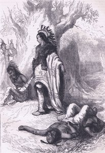 Uncas és Miantonomoh (1643), illusztráció Cassell története az Egyesült Államok pubjából. készítette: Petter & Galpin 1890 körül (litho) alkotó: American School