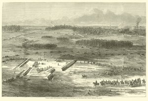 Szakszervezeti és Konföderációs munkák Pétervártól délnyugatra, a jelzőállomástól, 1865. március alkotó: American School