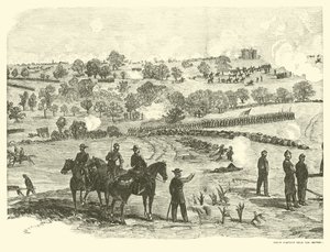Szakszervezeti állás a központ közelében, gettysburgi csata, 1863. július 2., július 2 alkotó: American School