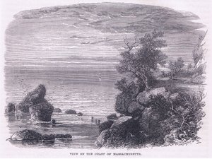 Kilátás Massachusetts partjaira 1644, illusztráció Cassell története az Egyesült Államok pubjából. készítette: Petter & Galpin 1890 körül (litho) alkotó: American School