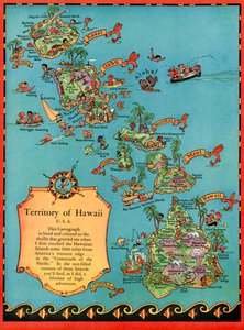 Hawaii vintage turisztikai térképe alkotó: American School