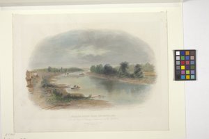 Wabash folyó, Vincennes közelében, Indiana (kézzel színezett rézkarc) alkotó: American School