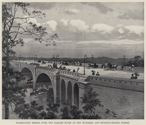 Washington híd a Harlem folyón a Százhetvenkettedik utcában (litho) alkotó: American School