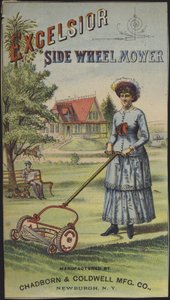 Fűnyíró nő (chromolitho) alkotó: American School