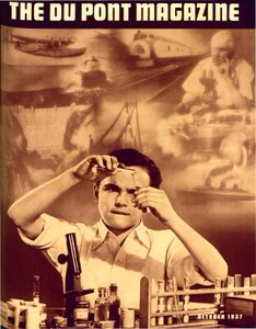Fiatal fiú kémiakészlettel, a DuPont Magazin címlapja, 1937. október alkotó: American School