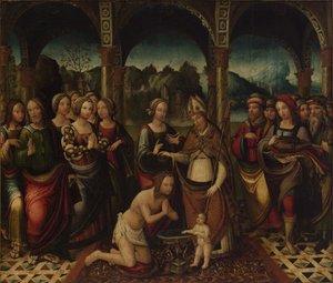 Keresztelő szertartás, 16. század vége.