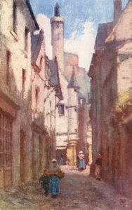 Rue du Grand Carroi, Chinon (színes litográfia)