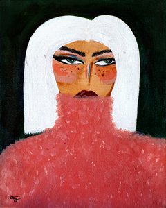 Nő rózsaszín garbóban alkotó: Amy Straley