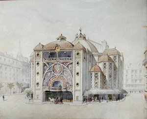 Tervezés egy ideális színházhoz (akvarell, papír) alkotó: Anatole de Baudot