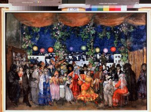 Karnevál Spanyolországban (Karnevál Spanyolországban). Anatolij Afanaszjevics Arapov (1876-1949) festménye. Olaj, karton, 68,5 x 98,5 cm alkotó: Anatoli Afanasyevich Arapov