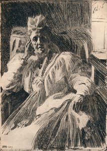 Rézkarc a Dowagger svéd királynőről, 1909 alkotó: Anders Leonard Zorn