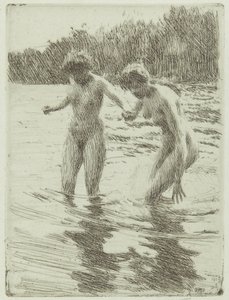Két fürdőző alkotó: Anders Leonard Zorn
