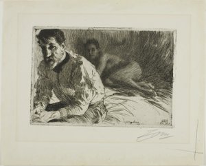 Augustus Saint-Gaudens II (Saint-Gaudens és modellje) alkotó: Anders Leonard Zorn