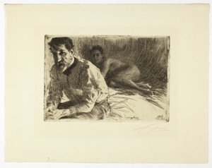 Augustus Saint Gaudens II (Saint Gaudens és modellje) alkotó: Anders Leonard Zorn