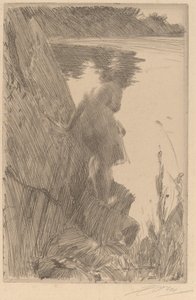 Fürdő III (hátfürdőző) alkotó: Anders Leonard Zorn
