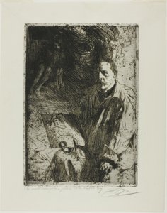 Zorn és modellje alkotó: Anders Leonard Zorn