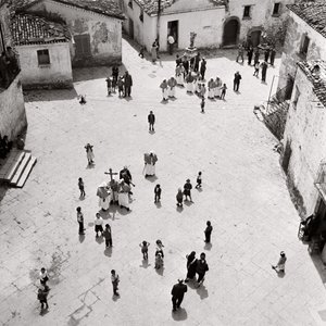 Zászlósok körmenete, Albano di Lucania, Potenza, Basilicata, Olaszország (fekete-fehér fotó)