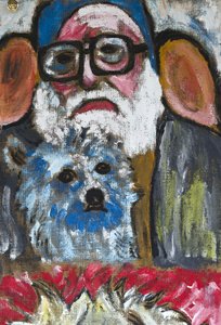 Önarckép LISA-val, 2012 (akril, juta vászonra, fakeretre feszítve)