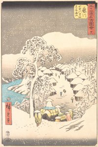 Fujikawa, egy falu a hegyekben, korábban Miyajiyama néven, 1855, 1855. alkotó: Ando Hiroshige