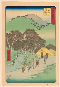 Minakuchi: Híres fenyők a Hiramatsu (Minakuchi, a Hiramatsu Yama lábánál) fok alkotó: Ando Hiroshige