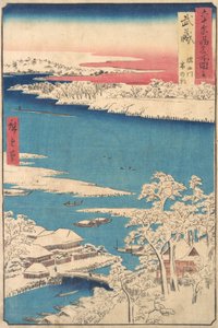 Reggel havazás után, a Sumida folyó, Musashi tartomány, a Views o... sorozatból, kb. 1853. alkotó: Ando Hiroshige