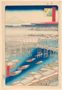 Nihonbashi, derült idő a bemutató után (Nihonbashi, euky-medve) a Száz sorozatból Edo híres kilátásai alkotó: Ando Hiroshige
