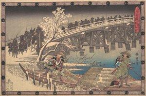 I. jelenet a Chushingura XI. felvonásában, kb. 1835., kb. 1835. alkotó: Ando Hiroshige
