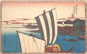 Shell Gathering Shibaurában. alkotó: Ando Hiroshige