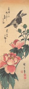 Veréb és hibiszkusz, kb. 1834., kb. 1834. alkotó: Ando Hiroshige