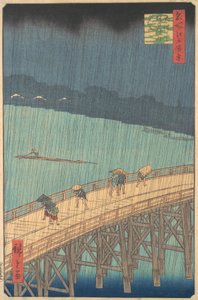 Sudden Shower over Shin-Ohashi Bridge and Atake Ohashi Atake no yudachi, from the series..., 1857. alkotó: Ando Hiroshige