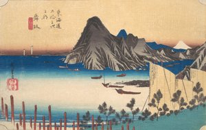 Kilátás az Imaki-pontra Maizakáról, kb. 1834., kb. 1834. alkotó: Ando Hiroshige