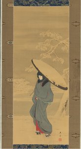 Nő sétál a hóban, 1840-es évek – 1850-es évek eleje. alkotó: Ando Hiroshige