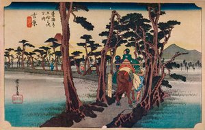 Yoshiwara: Fuji hegy bal oldalon, 1833-1834, 1930. alkotó: Ando Hiroshige