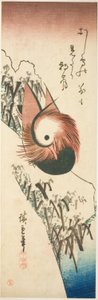 Mandarin kacsa a havas parton alkotó: Ando or Utagawa Hiroshige