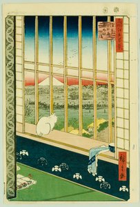 Asakusa rizsföldek a kakasfesztivál alatt alkotó: Ando or Utagawa Hiroshige
