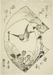 Őszi virág és veréb, 1835 körül (fametszet; koban) alkotó: Ando or Utagawa Hiroshige