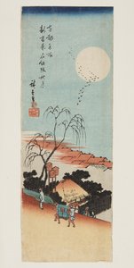 Autumn Moon at Emonzaka in the New Yoshiwara (Shin Yoshiwara Emonzaka sh?getsu) (colour woodblock print) alkotó: Ando or Utagawa Hiroshige