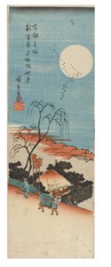 Őszi hold az új Yoshiwara felett a Keleti főváros híres látképei sorozatból, 1837-1838 körül (fametszet, papír) alkotó: Ando or Utagawa Hiroshige