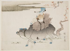 Szarvasmarhaember és egy tehén (színes faminta) alkotó: Ando or Utagawa Hiroshige