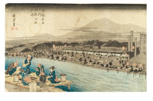 Hűvös este a Shijo folyóparton a Híres helyek Kiotóban sorozatból, 1833-1834 körül (fametszet, papír) alkotó: Ando or Utagawa Hiroshige