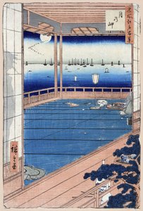 Japán nyomat: Holdfény. Sorozat száz híres nézet Edo. (Moonlight. One Hundred Famous Views Of Edo). Utagawa Hiroshige (1797-1858) alkotása, fametszet alkotó: Ando or Utagawa Hiroshige