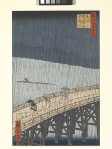Esti zuhany a Nagy Hídon és Atakén (színes fatömbnyomat) alkotó: Ando or Utagawa Hiroshige