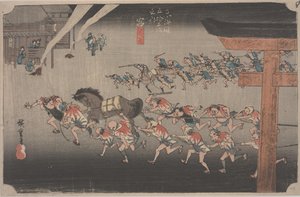 Fesztivál az Atsuta szentélyben alkotó: Ando or Utagawa Hiroshige